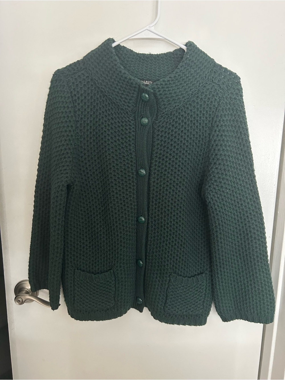 Talbots Dark Green Chunky Button-Front Cardigan